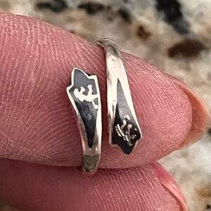 SIAM Sterling Niello Ring – Size 4.5 – Thai Mythology Dancer Design